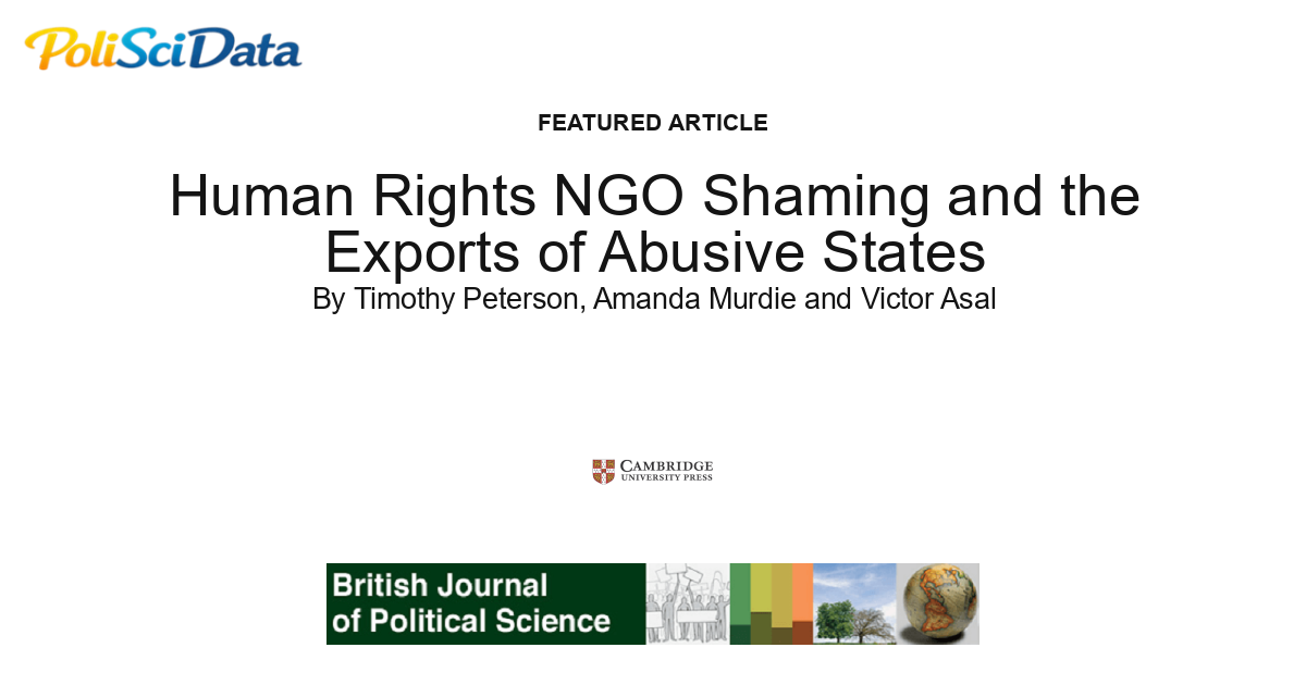 Article card for article: Human Rights NGO Shaming and the Exports of Abusive States
