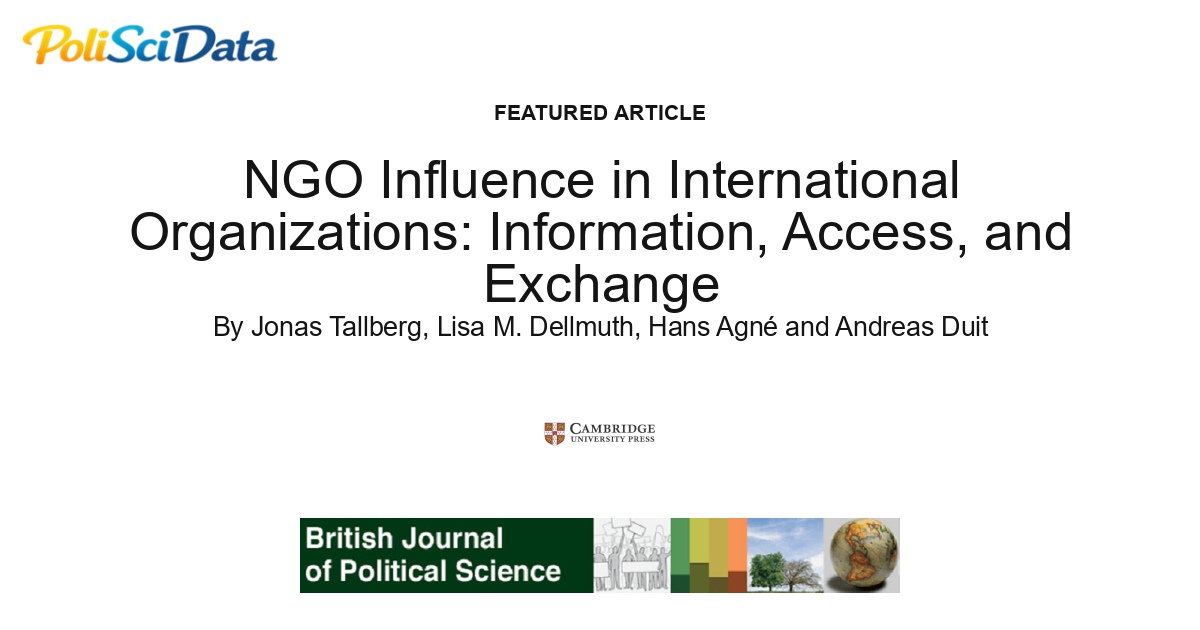 Article card for article: NGO Influence in International Organizations: Information, Access, and Exchange
