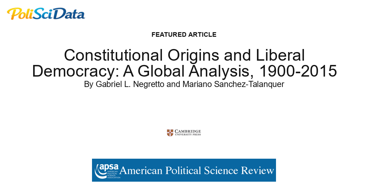 Article card for article: Constitutional Origins and Liberal Democracy: A Global Analysis, 1900-2015