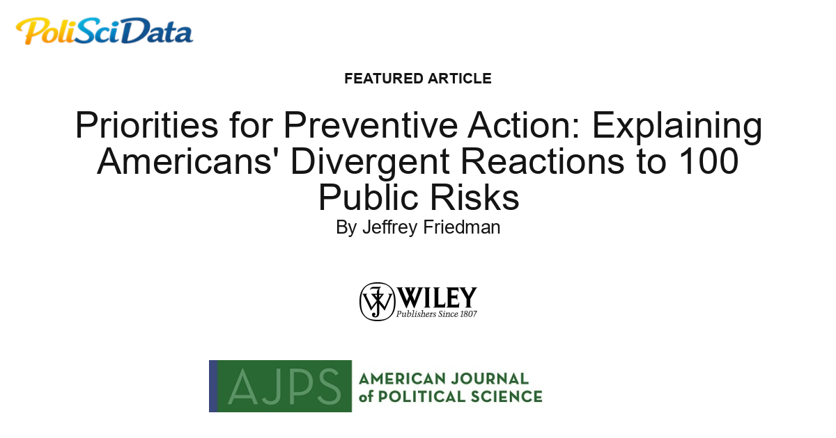 Article card for article: Priorities for Preventive Action: Explaining Americans' Divergent Reactions to 100 Public Risks