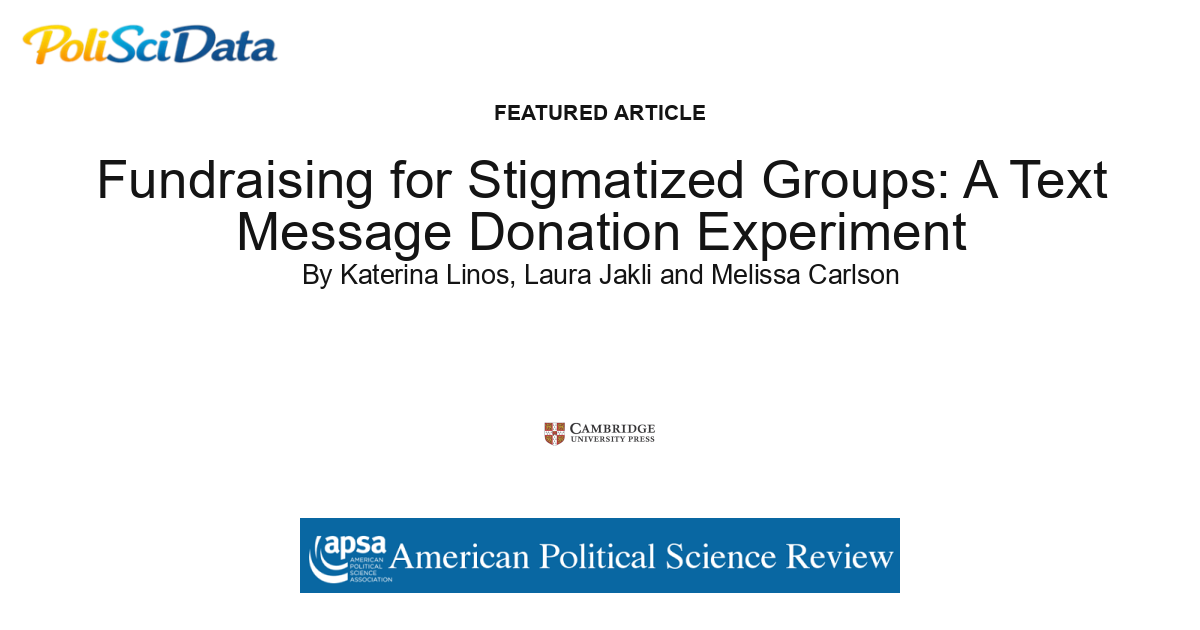 Article card for article: Fundraising for Stigmatized Groups: A Text Message Donation Experiment