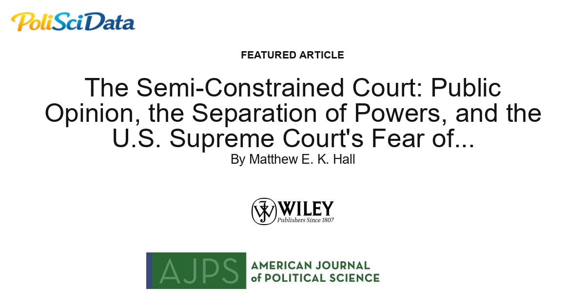 Article card for article: The Semi-Constrained Court: Public Opinion, the Separation of Powers, and the U.S. Supreme Court's Fear of Nonimplementation