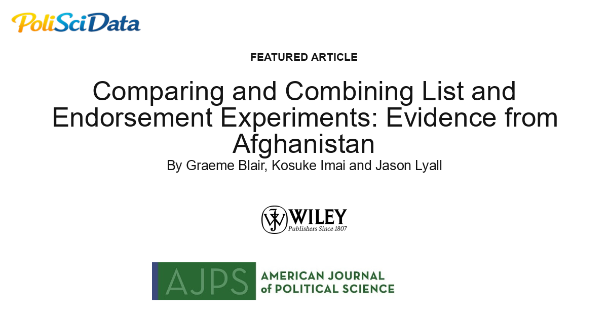 Article card for article: Comparing and Combining List and Endorsement Experiments: Evidence from Afghanistan