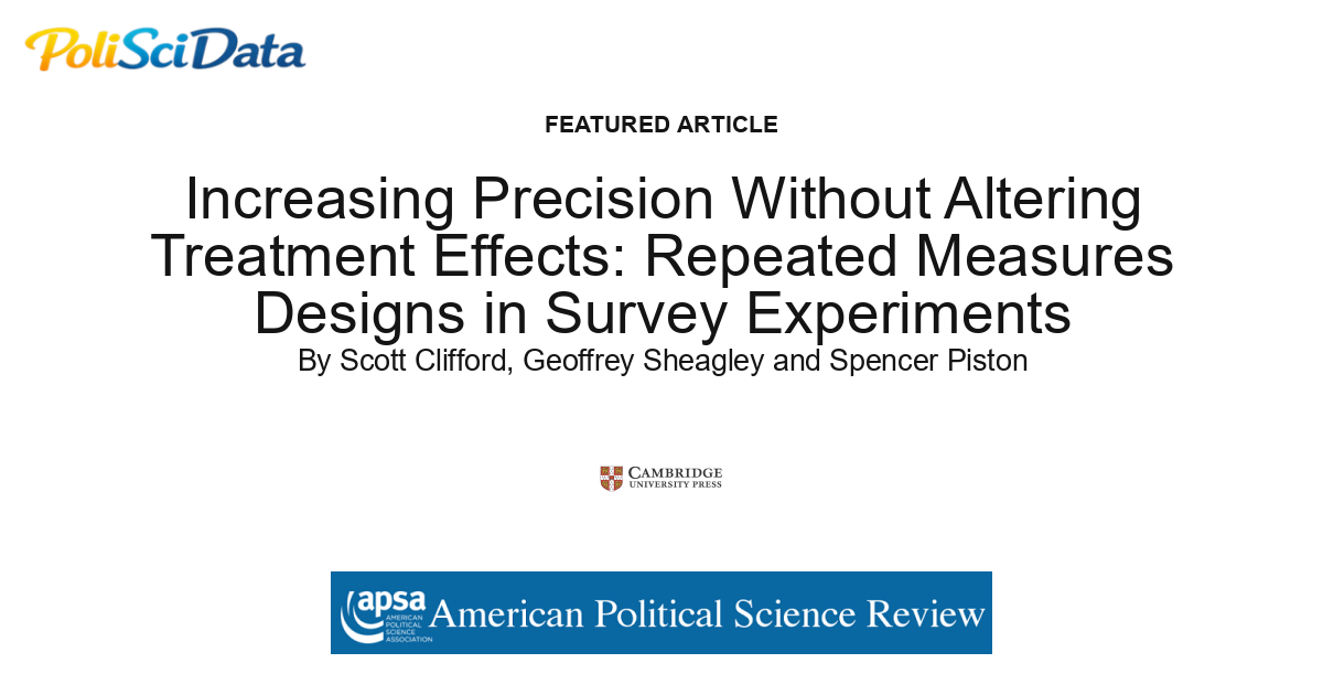 Article card for article: Increasing Precision Without Altering Treatment Effects: Repeated Measures Designs in Survey Experiments