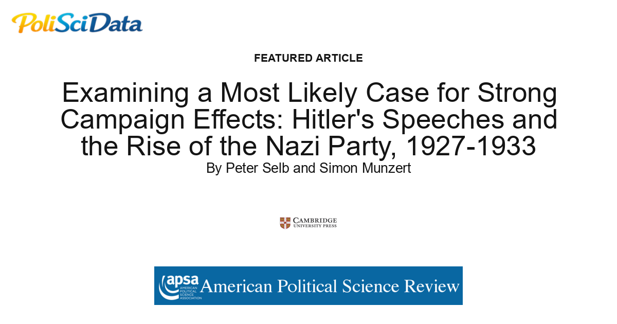 Article card for article: Examining a Most Likely Case for Strong Campaign Effects: Hitler's Speeches and the Rise of the Nazi Party, 1927-1933