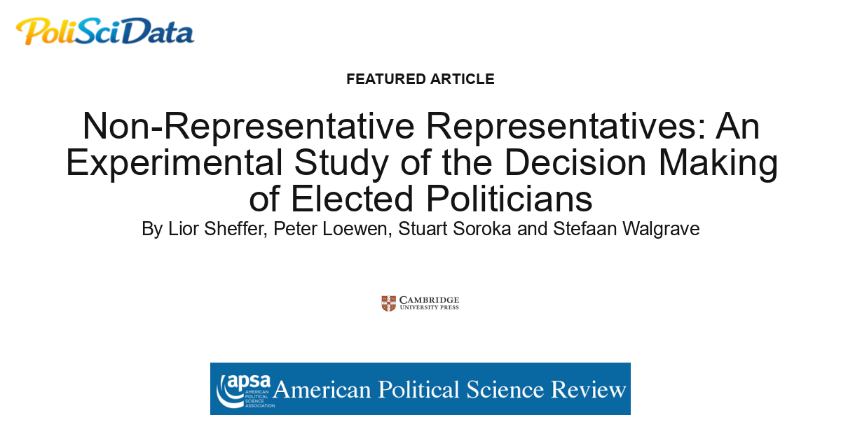 Article card for article: Non-Representative Representatives: An Experimental Study of the Decision Making of Elected Politicians