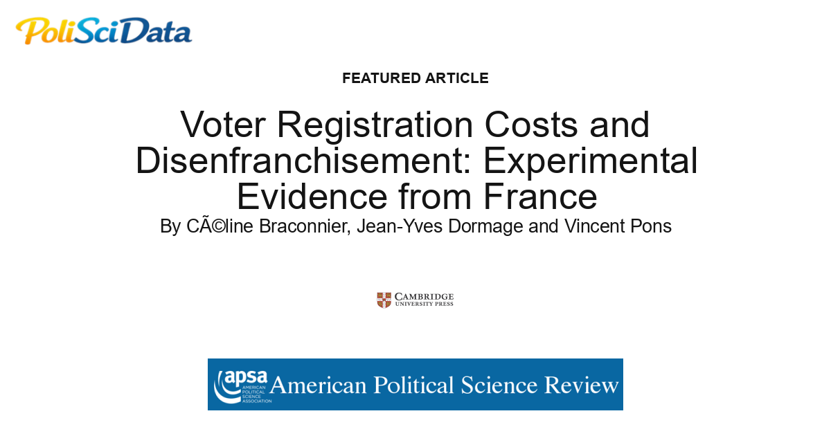 Article card for article: Voter Registration Costs and Disenfranchisement: Experimental Evidence from France