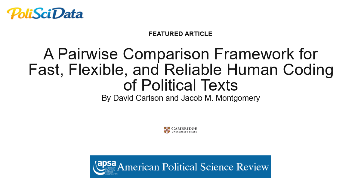 Article card for article: A Pairwise Comparison Framework for Fast, Flexible, and Reliable Human Coding of Political Texts