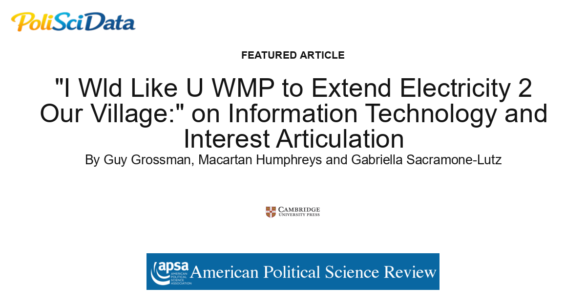 Article card for article: "I Wld Like U WMP to Extend Electricity 2 Our Village:" on Information Technology and Interest Articulation