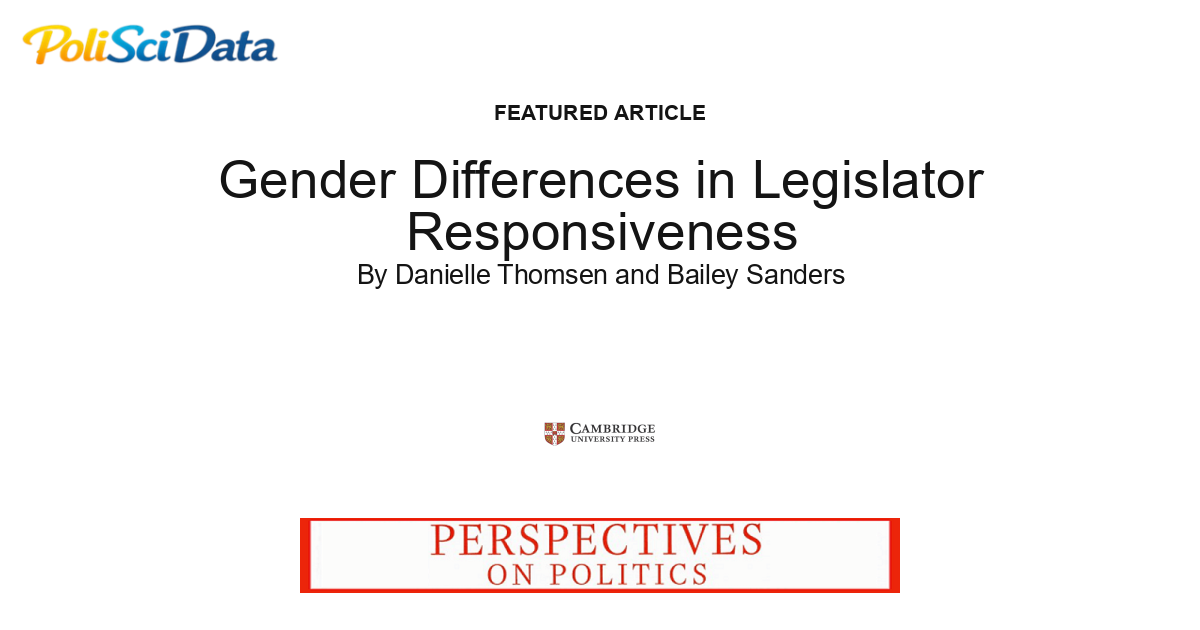 Article card for article: Gender Differences in Legislator Responsiveness