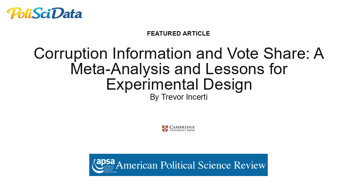 Article card for article: Corruption Information and Vote Share: A Meta-Analysis and Lessons for Experimental Design