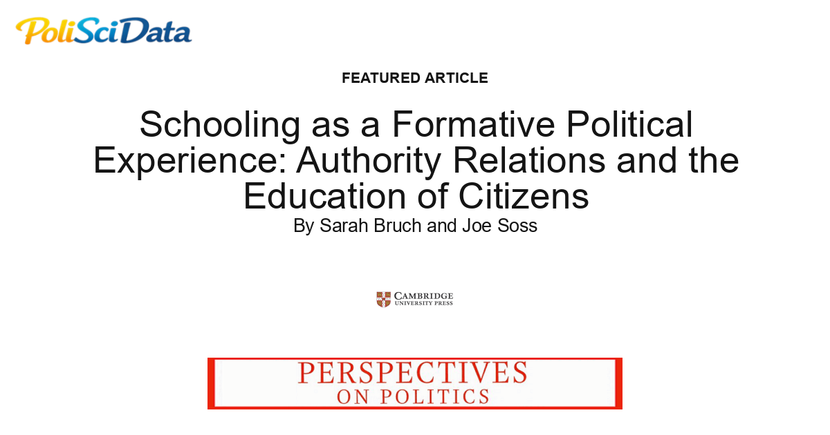 Article card for article: Schooling as a Formative Political Experience: Authority Relations and the Education of Citizens
