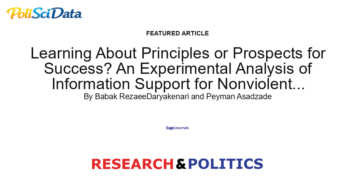 Article card for article: Learning About Principles or Prospects for Success? An Experimental Analysis of Information Support for Nonviolent Resistance