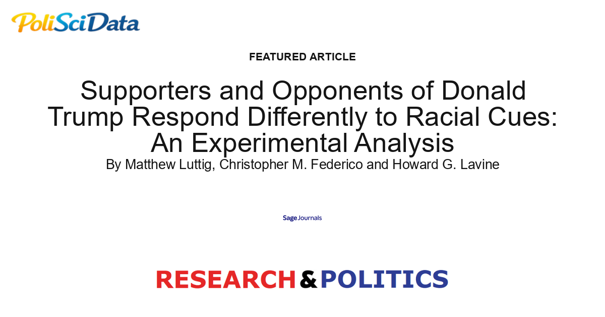 Article card for article: Supporters and Opponents of Donald Trump Respond Differently to Racial Cues: An Experimental Analysis