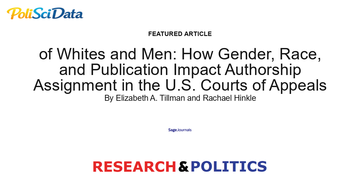 Article card for article: of Whites and Men: How Gender, Race, and Publication Impact Authorship Assignment in the U.S. Courts of Appeals