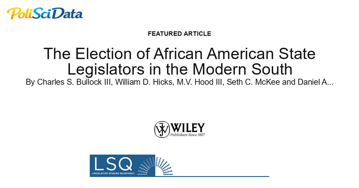 Article card for article: The Election of African American State Legislators in the Modern South