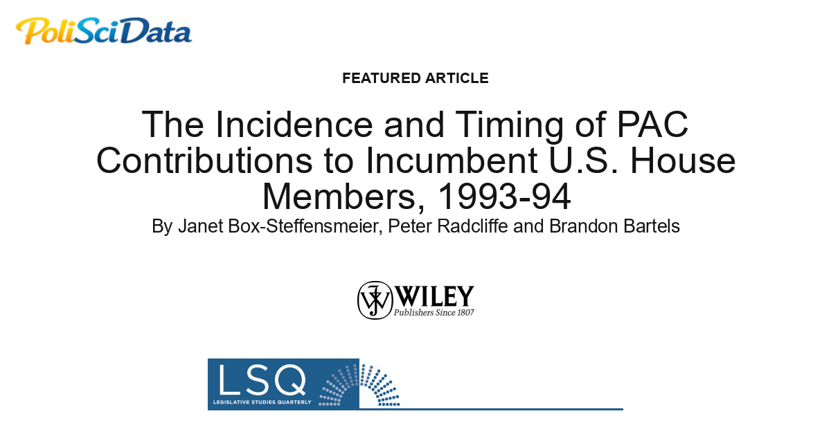 Article card for article: The Incidence and Timing of PAC Contributions to Incumbent U.S. House Members, 1993-94