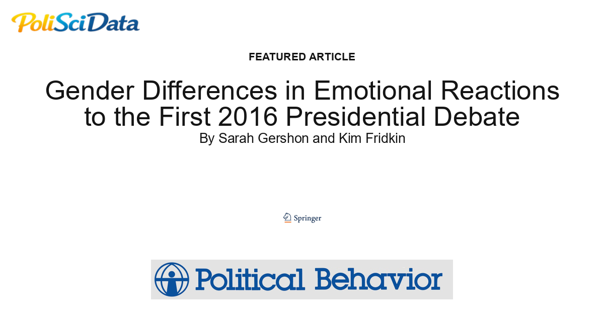 Article card for article: Gender Differences in Emotional Reactions to the First 2016 Presidential Debate