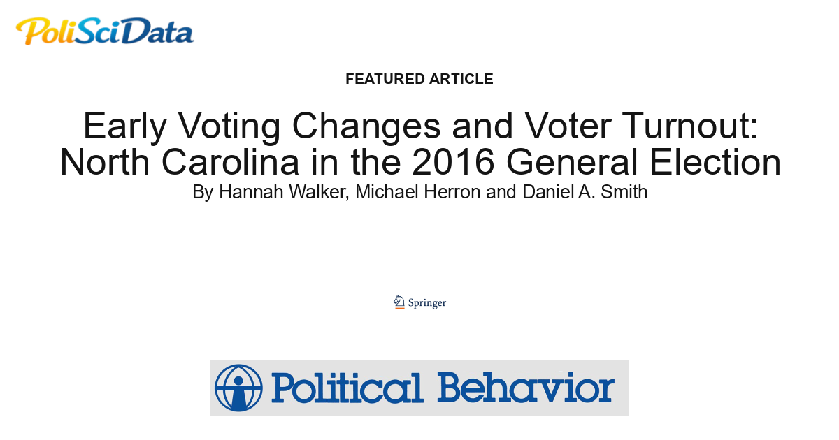 Article card for article: Early Voting Changes and Voter Turnout: North Carolina in the 2016 General Election