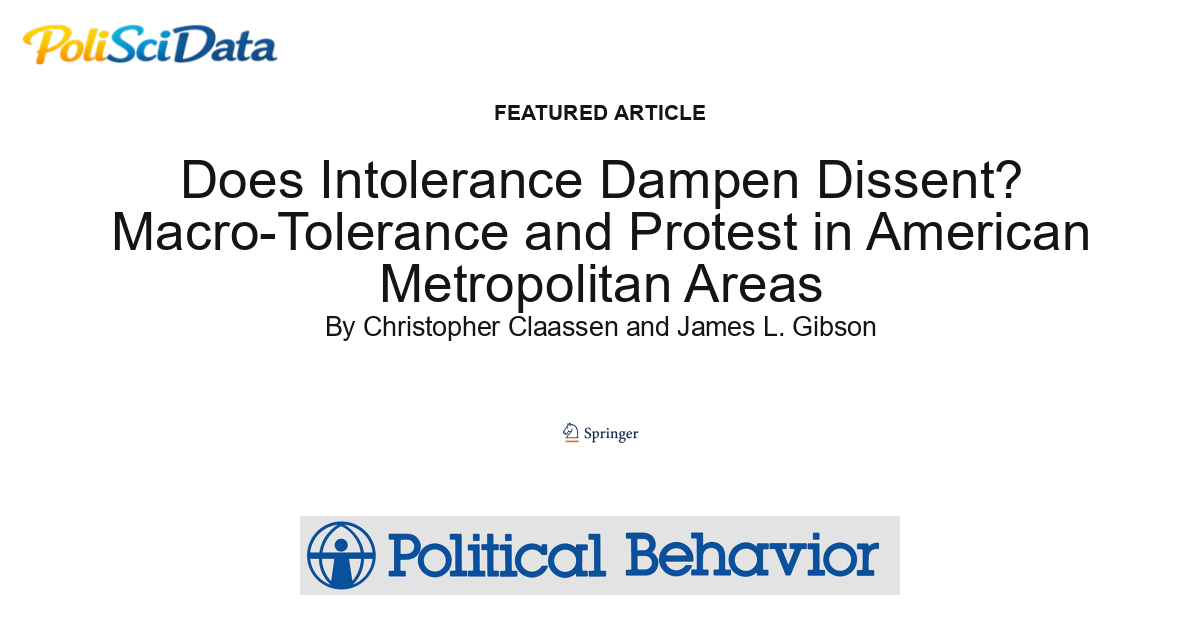 Article card for article: Does Intolerance Dampen Dissent? Macro-Tolerance and Protest in American Metropolitan Areas