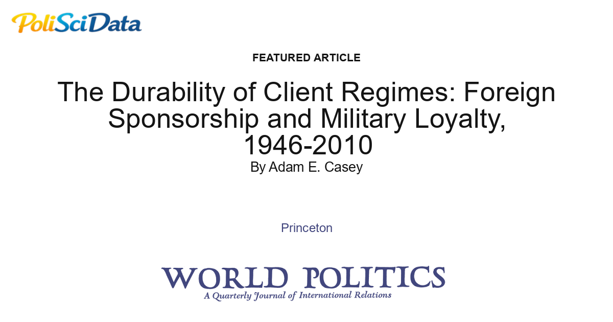 Article card for article: The Durability of Client Regimes: Foreign Sponsorship and Military Loyalty, 1946-2010