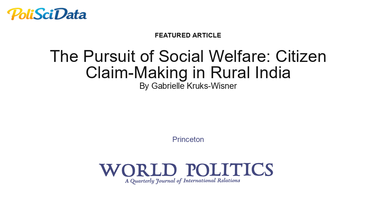 Article card for article: The Pursuit of Social Welfare: Citizen Claim-Making in Rural India