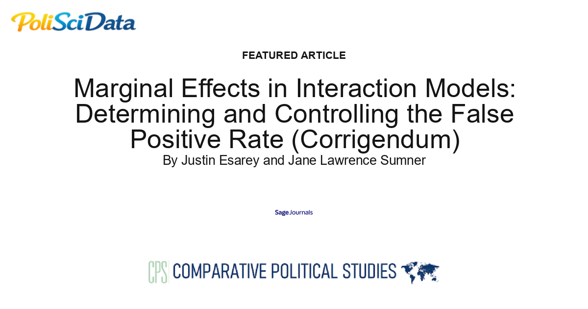 Article card for article: Marginal Effects in Interaction Models: Determining and Controlling the False Positive Rate (Corrigendum)