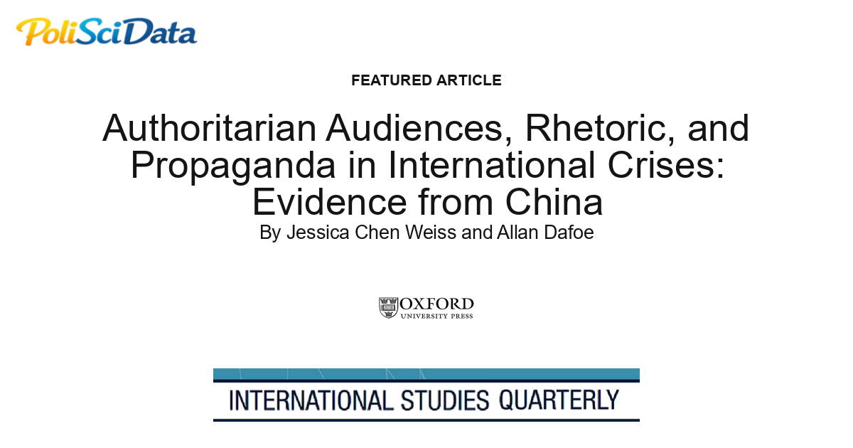 Article card for article: Authoritarian Audiences, Rhetoric, and Propaganda in International Crises: Evidence from China