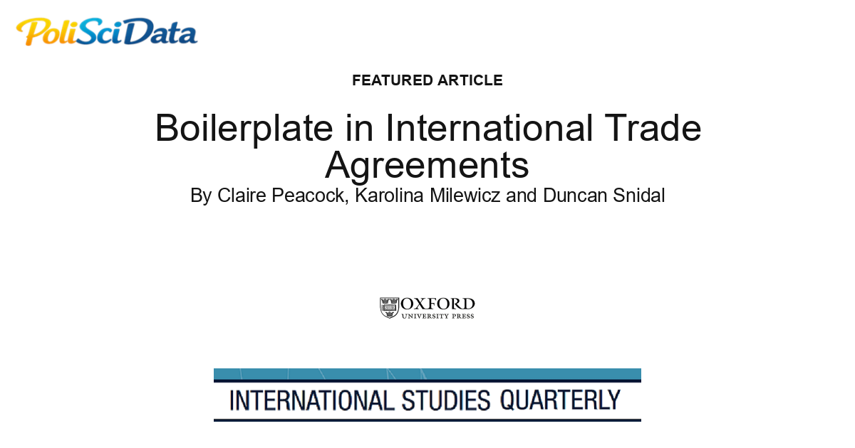 Article card for article: Boilerplate in International Trade Agreements