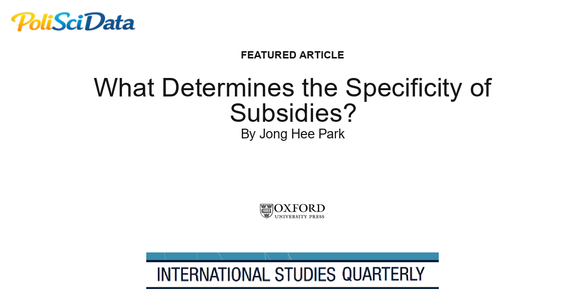 Article card for article: What Determines the Specificity of Subsidies?