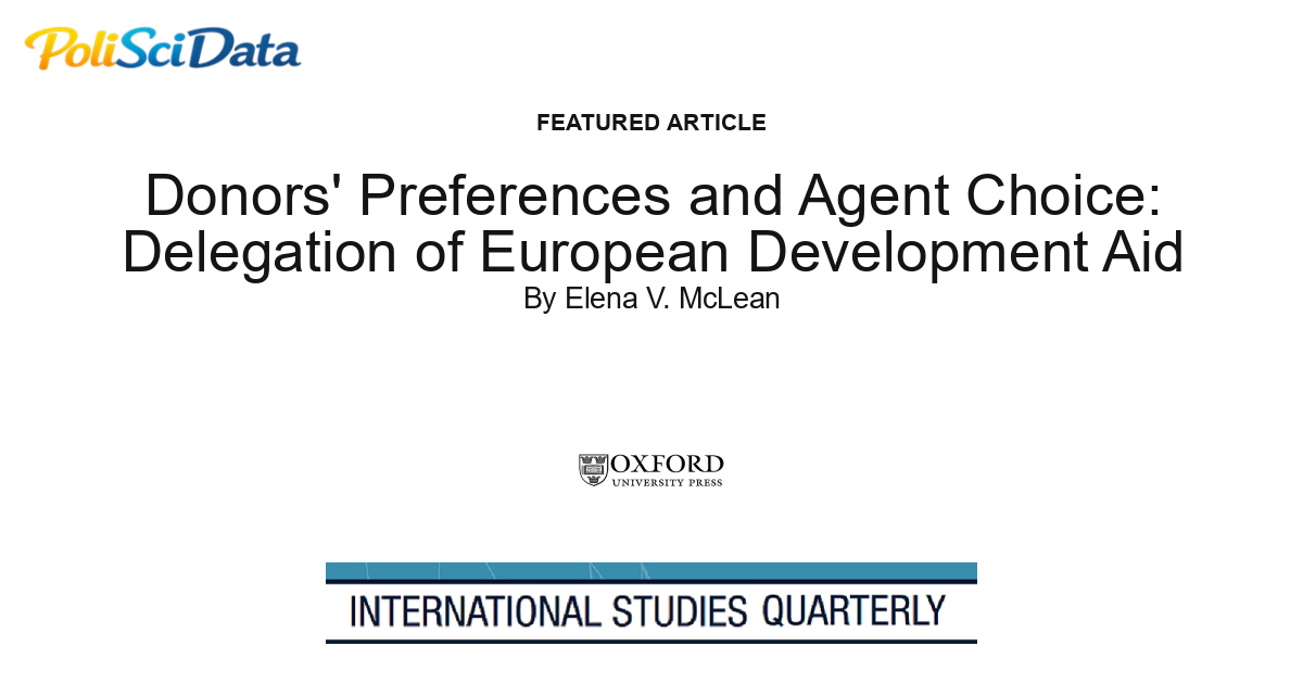Article card for article: Donors' Preferences and Agent Choice: Delegation of European Development Aid
