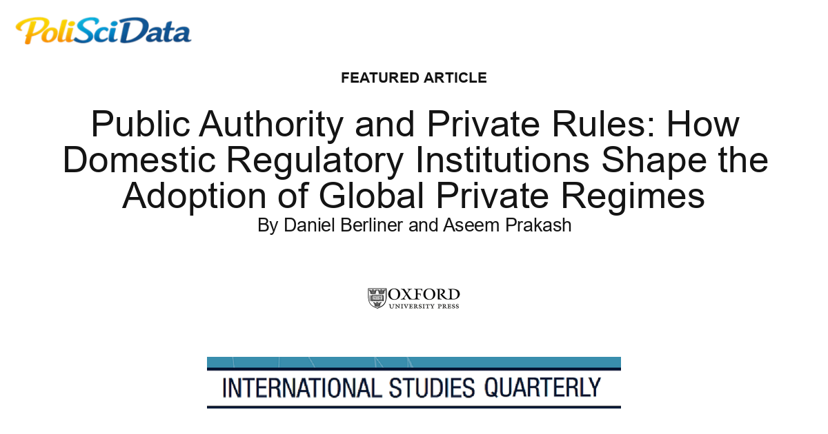 Article card for article: Public Authority and Private Rules: How Domestic Regulatory Institutions Shape the Adoption of Global Private Regimes