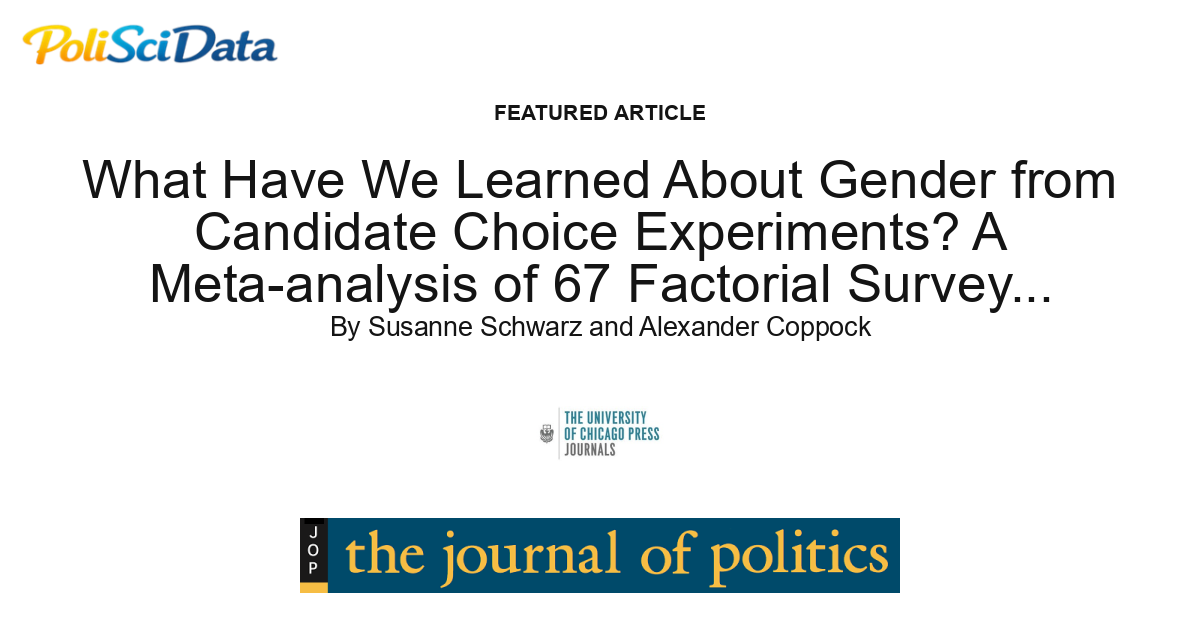 Article card for article: What Have We Learned About Gender from Candidate Choice Experiments? A Meta-analysis of 67 Factorial Survey Experiments