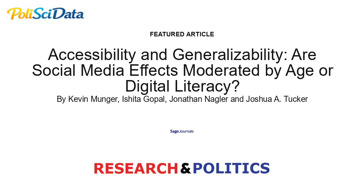 Article card for article: Accessibility and Generalizability: Are Social Media Effects Moderated by Age or Digital Literacy?