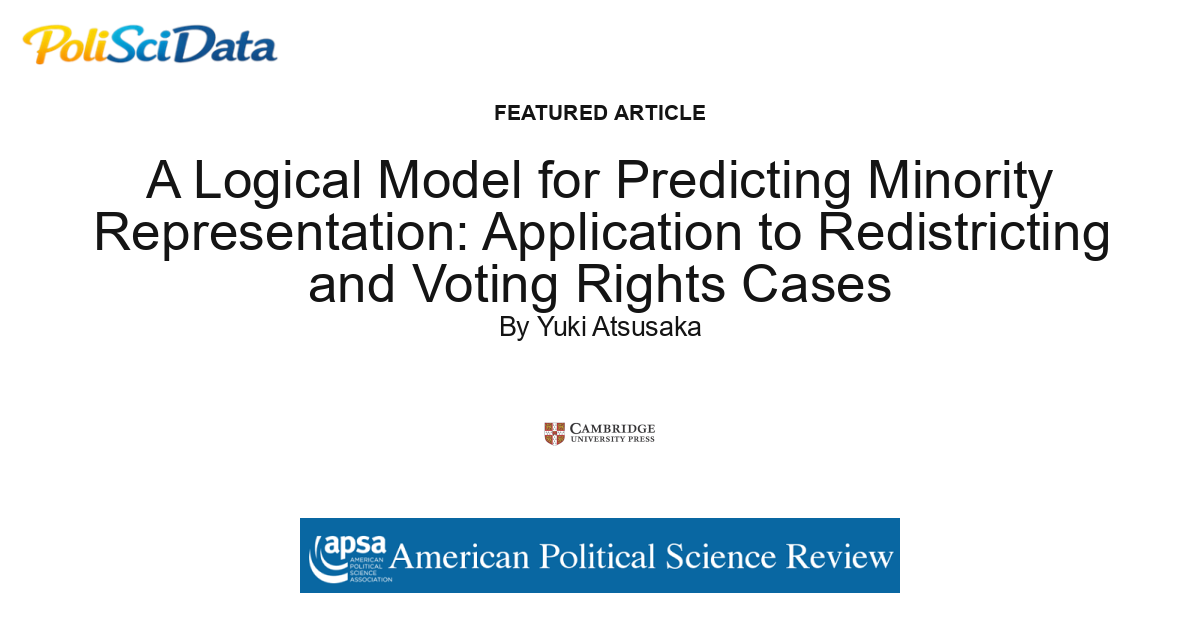 Article card for article: A Logical Model for Predicting Minority Representation: Application to Redistricting and Voting Rights Cases