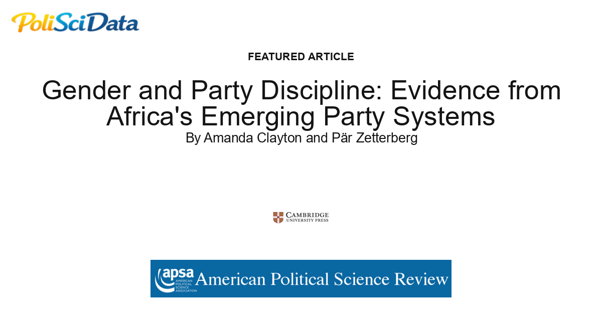 Article card for article: Gender and Party Discipline: Evidence from Africa's Emerging Party Systems