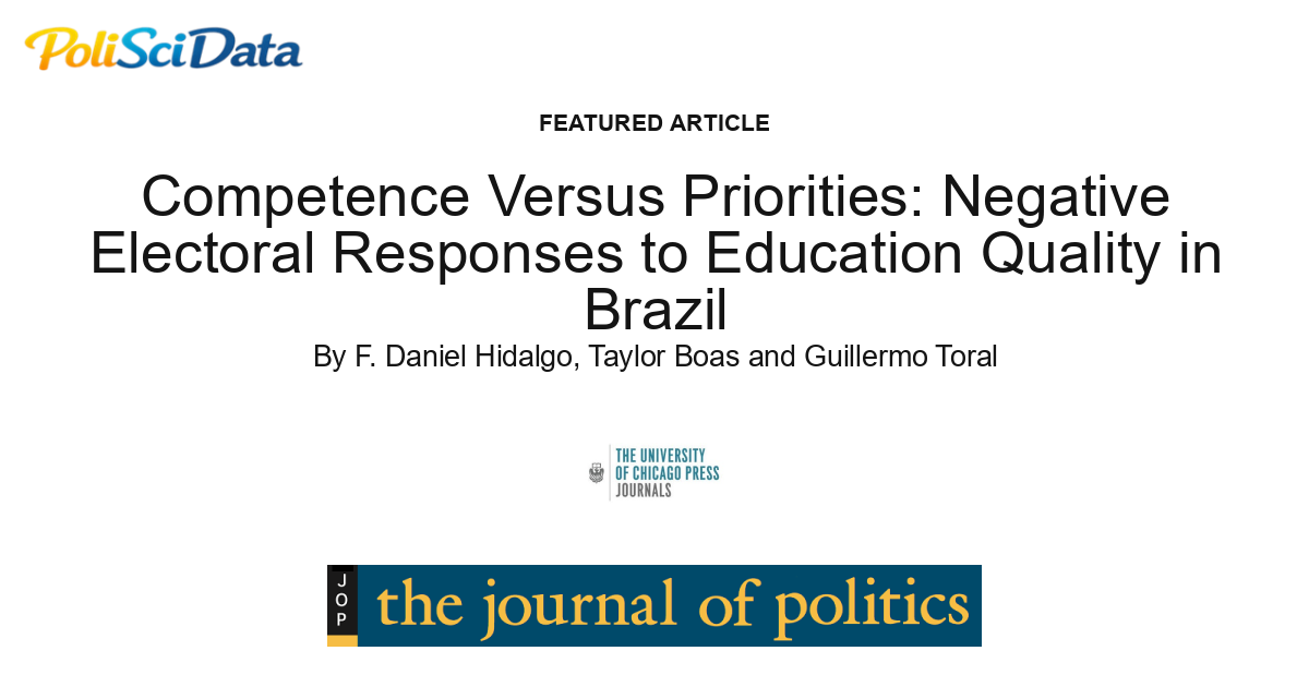 Article card for article: Competence Versus Priorities: Negative Electoral Responses to Education Quality in Brazil