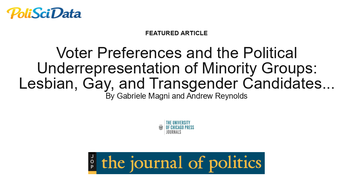 Article card for article: Voter Preferences and the Political Underrepresentation of Minority Groups: Lesbian, Gay, and Transgender Candidates in Advanced Democracies