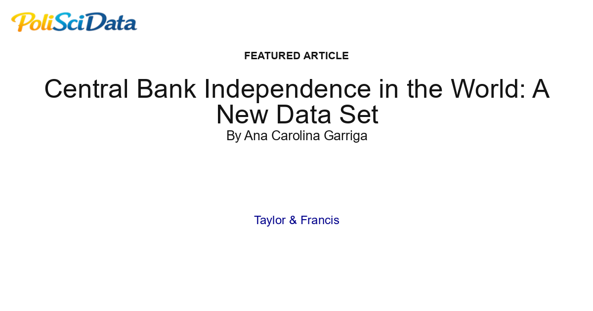 Article card for article: Central Bank Independence in the World: A New Data Set