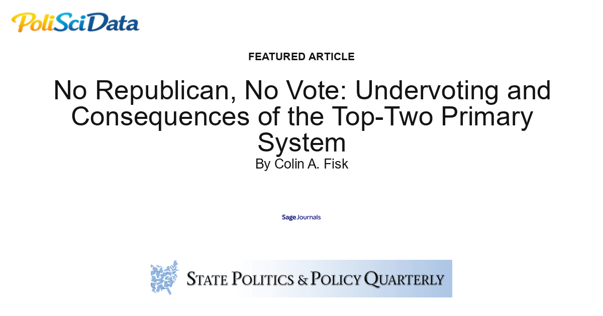 Article card for article: No Republican, No Vote: Undervoting and Consequences of the Top-Two Primary System