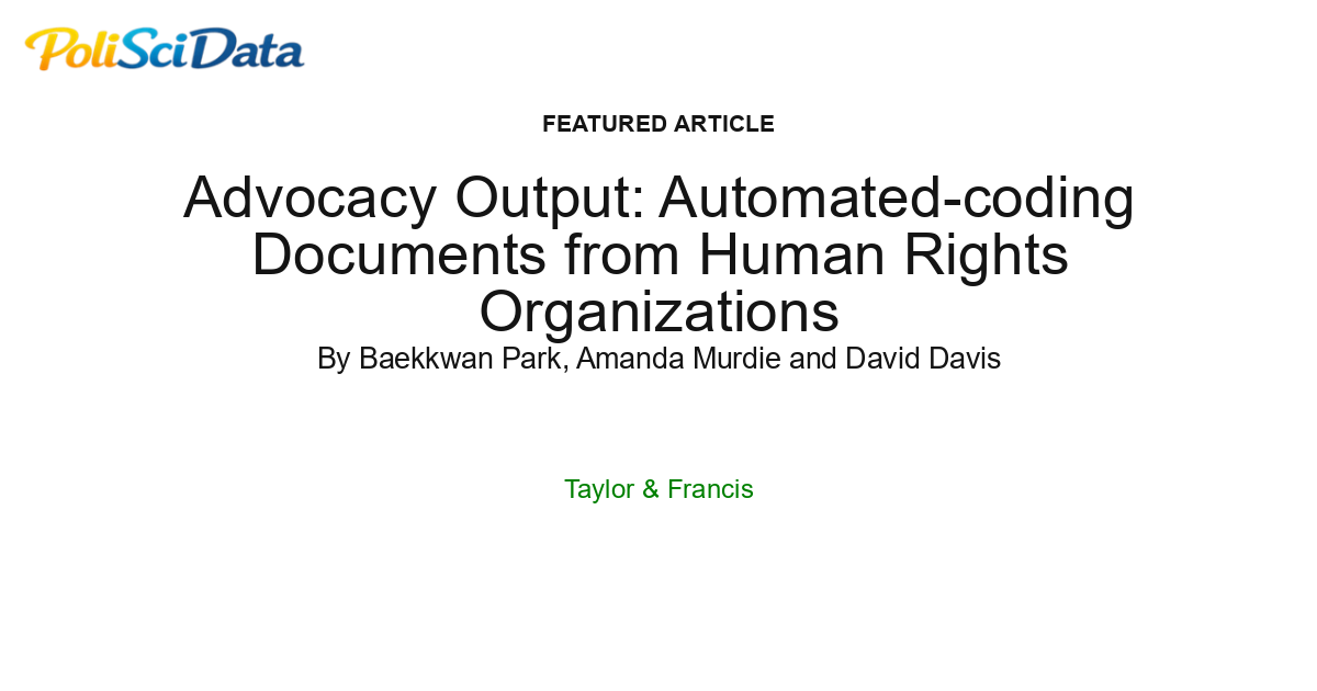 Article card for article: Advocacy Output: Automated-coding Documents from Human Rights Organizations