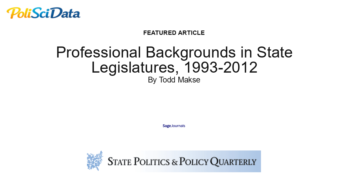 Article card for article: Professional Backgrounds in State Legislatures, 1993-2012
