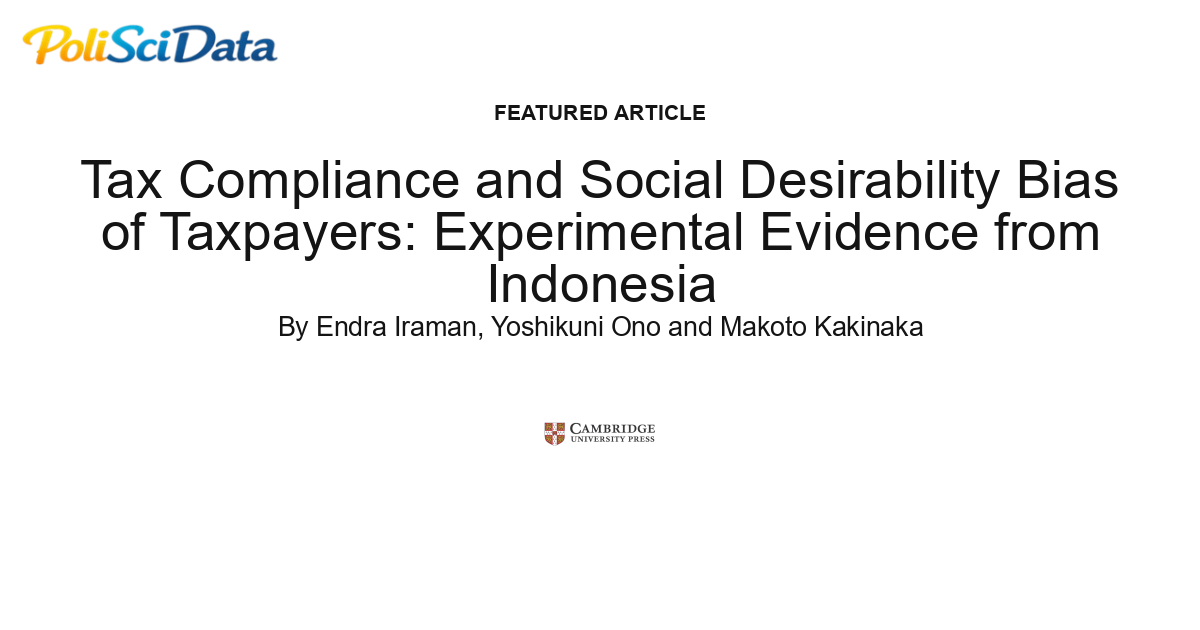 Article card for article: Tax Compliance and Social Desirability Bias of Taxpayers: Experimental Evidence from Indonesia