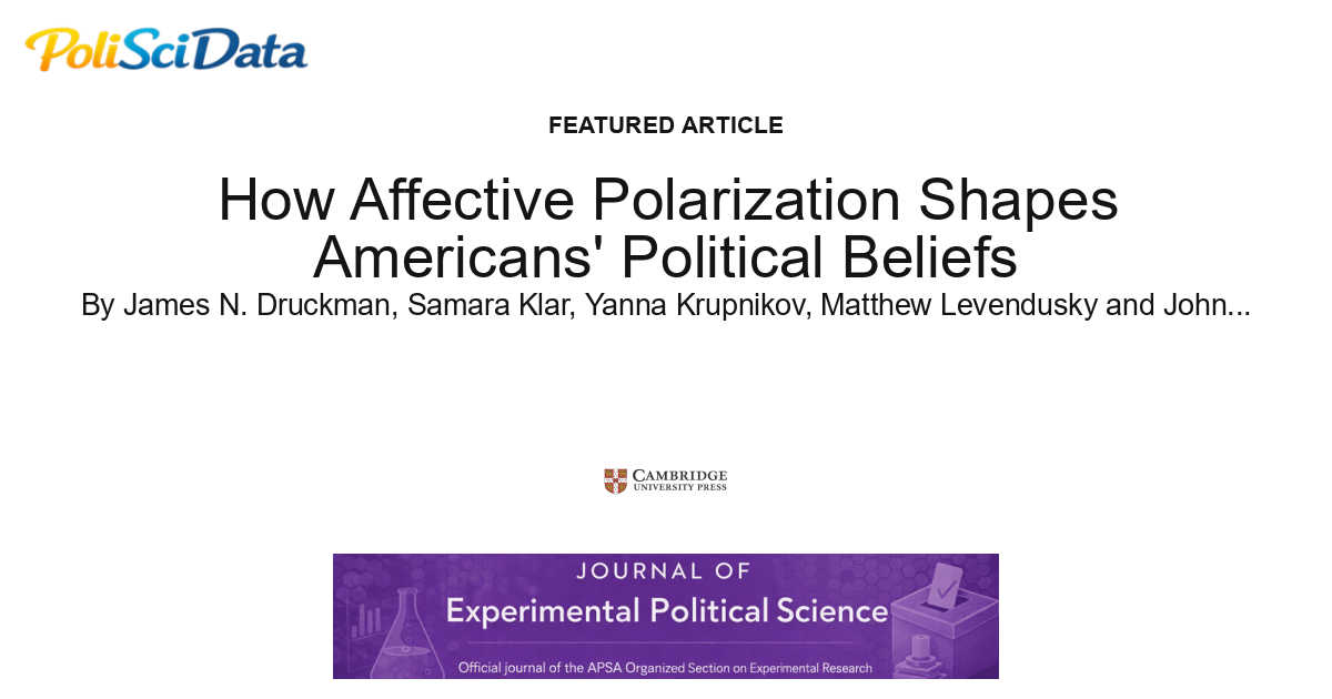 Article card for article: How Affective Polarization Shapes Americans' Political Beliefs