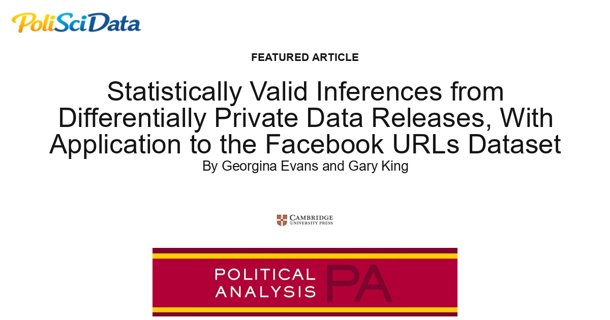 Article card for article: Statistically Valid Inferences from Differentially Private Data Releases, With Application to the Facebook URLs Dataset