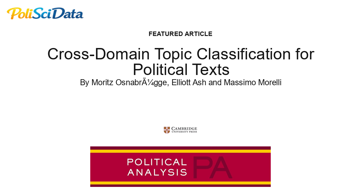 Article card for article: Cross-Domain Topic Classification for Political Texts