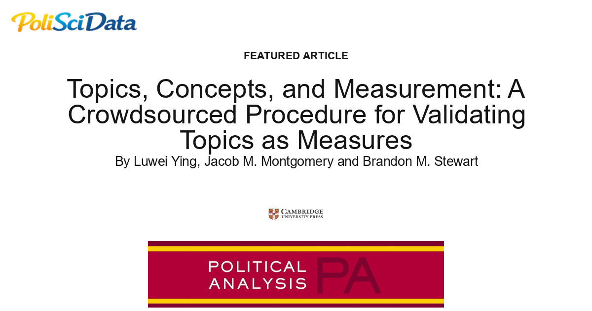 Article card for article: Topics, Concepts, and Measurement: A Crowdsourced Procedure for Validating Topics as Measures