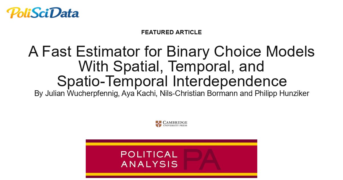 Article card for article: A Fast Estimator for Binary Choice Models With Spatial, Temporal, and Spatio-Temporal Interdependence