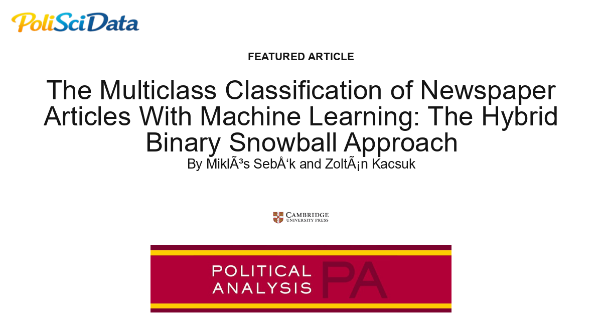 Article card for article: The Multiclass Classification of Newspaper Articles with Machine Learning: The Hybrid Binary Snowball Approach