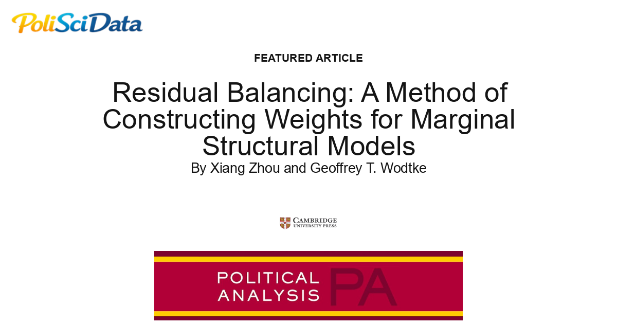 Article card for article: Residual Balancing: A Method of Constructing Weights for Marginal Structural Models